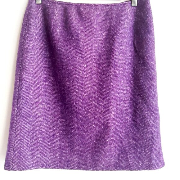 Max Mara Weekend Purple Lavender herringbone Print Pencil Skirt 10 - Picture 3 of 6